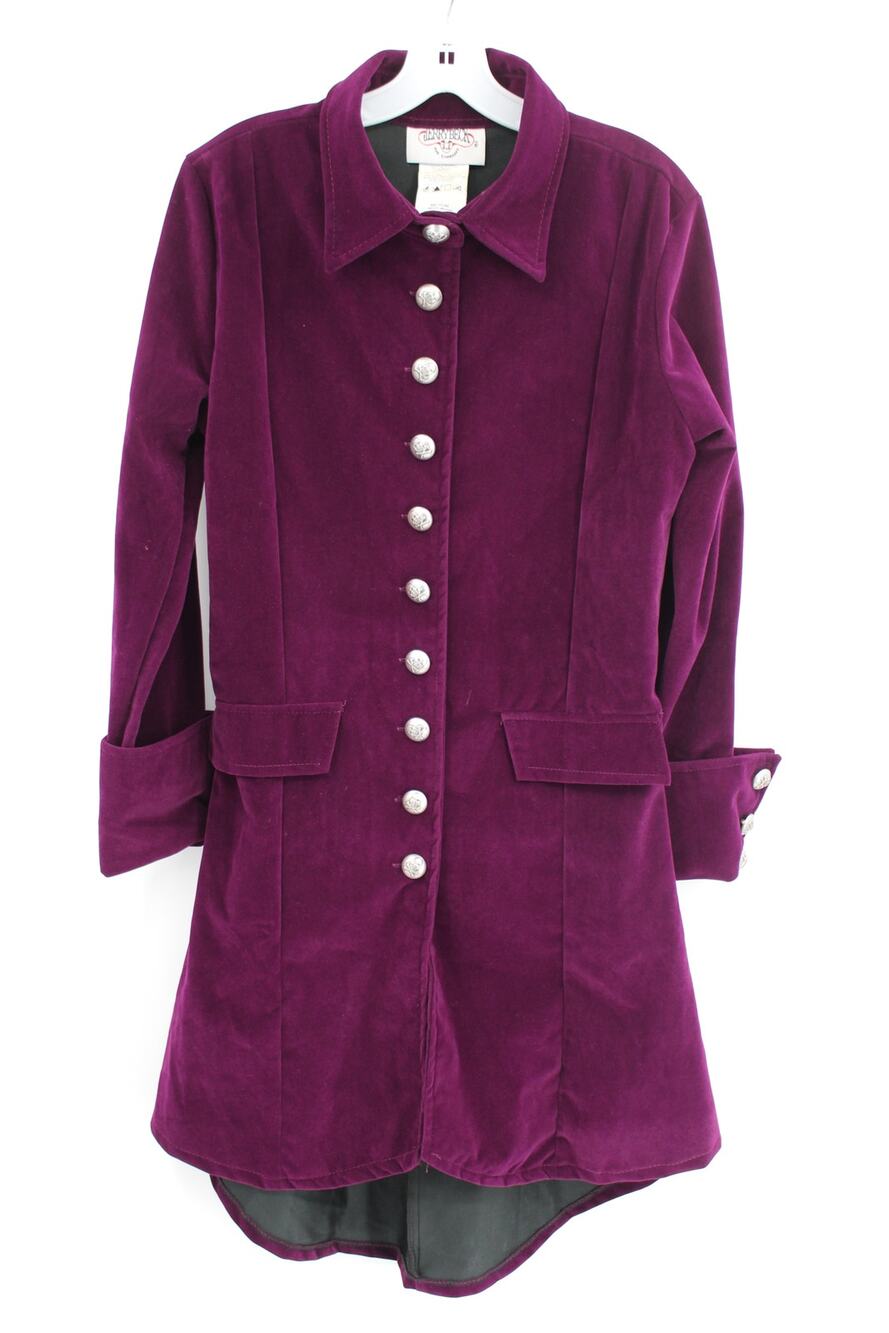 Jerry Beck Charades Pirate Velvet Coat Womens M Purple Skull Button